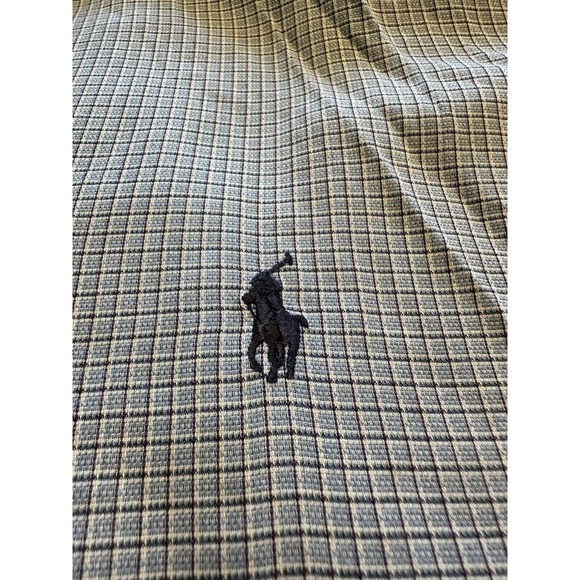 Ralph Lauren Yarmouth Blue/Black Gingham Check Blue Pony Button Up Shirt Size 17 - Picture 3 of 11